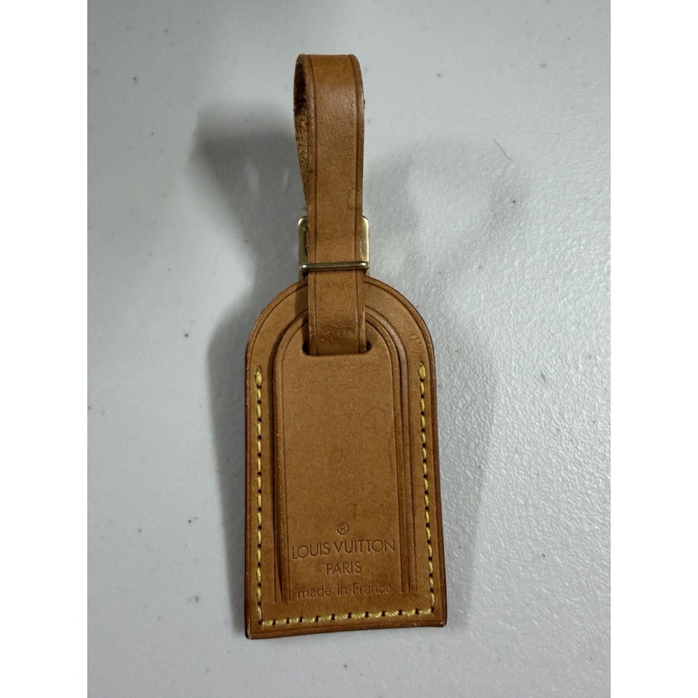 Louis Vuitton Luggage Tag Vintage Retro Leather Made in Paris France Vachetta